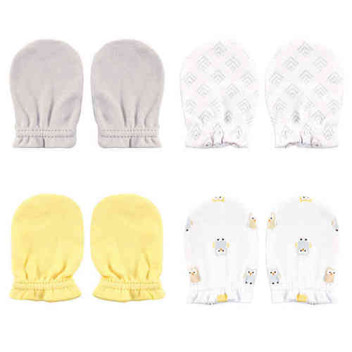 Luvable Friends Size 0-6M 4-Pack Owl Scratch Mittens