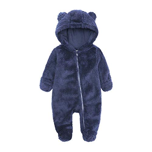 Newborn Baby Jumpsuit Hooded Fleece Rompers Long Sleeve Onesies Outwear Outfits