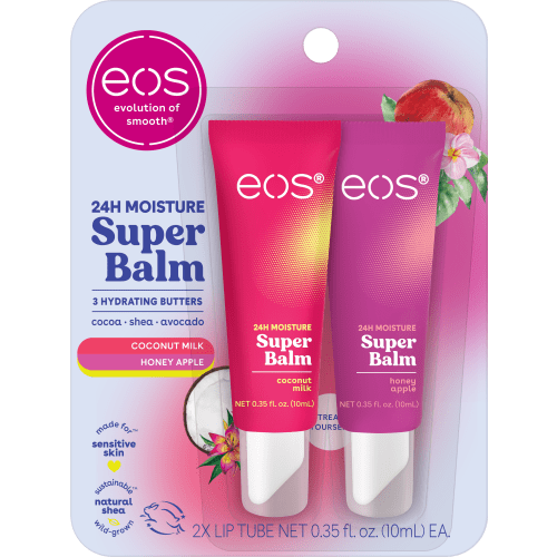 Eos 24H Moisture Super Balm- Coconut Milk & Honey Apple, Lip Sleeping Mask, 0.35 fl oz, Pack of 2