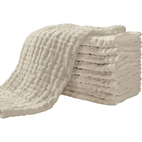 Yoofoss Muslin Burp Cloths for Baby 10 Pack 100% Organic Cotton Baby Washcloths for Boys Girls Large 20''X10'' Super Soft and Absorbent Apricot White