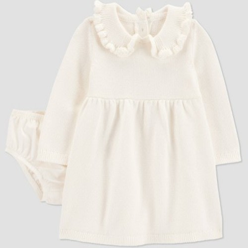 Carter's Just One You® Baby Girls' 2pc Ruffle Sweater Dress - Ivory 12M