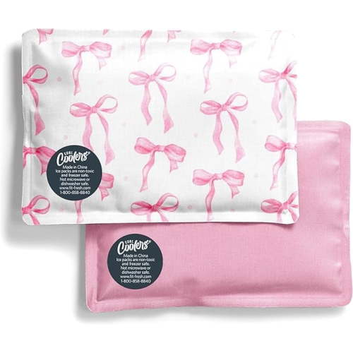 Fit & Fresh 10300I37090 Cool Coolers Reusable Soft Ice Packs for Lunch Box & Cooler Bag, Pink Satin Bows, 2pk.