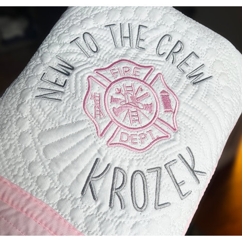 Personalized Firefighter Baby Quilt: Embroidered Maltese Cross Gift