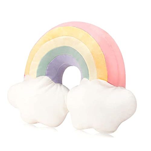 Rainbow Shaped Pillow 21'' Plush Rainbow Cloud Pillow Rainbow Travel Pillow Soft Stuffed Rainbow Decor Cushion Car Home Decorations Gifts