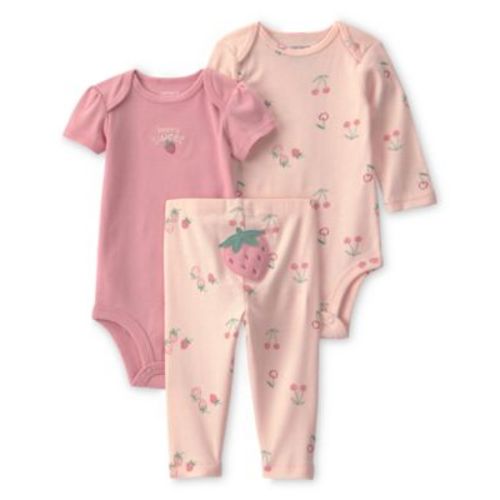 Baby Girls' Crewneck Bodysuit and Pants, 3-Piece Set