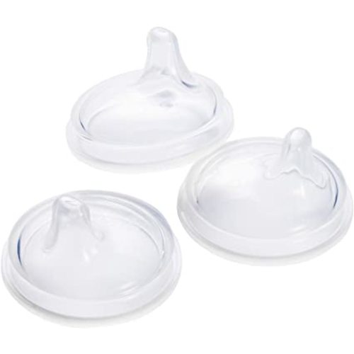 Boon Nursh Silicone Sippy Cup Lid - Convertible Transitional Sippy Spouts for Nursh Baby Bottles - Sippy Cup Lids for Babies - Baby Feeding Supplies - Ages 6 Months and Up - 3 Count