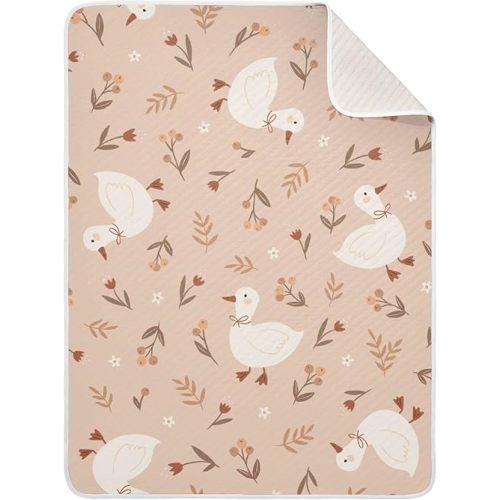 Qilmy Cute Goose Flowers Baby Blanket for Boys Girls Kids with Soft Cotton, Cute Cozy Warm Nursery Receiving Swaddle Blanket for Toddler Infant Crib, 30 x 40 Inch