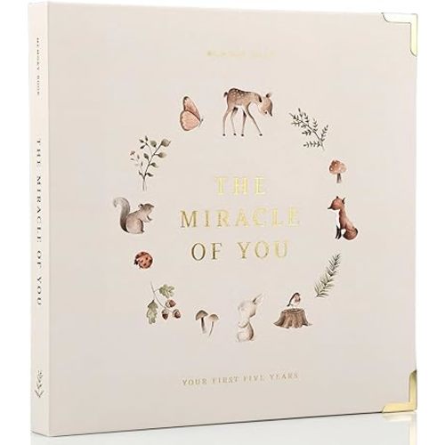 Keepsake Baby Memory Book for Boys and Girls – Timeless First 5 Year Baby Book – Neutral Journal Scrapbook or Photo Album - Record a Milestone for Every Event from Birth to Age 5