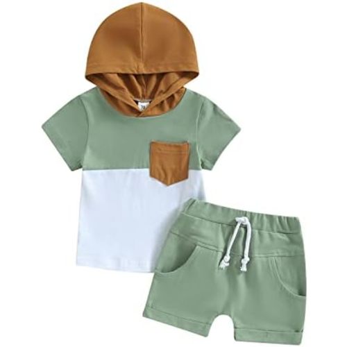 TheFound Toddler Boys Summer Clothes Sets Hooded Baseball Tank Top Striped Shorts Cute Newborn Baby Boy Coming Home Outfit