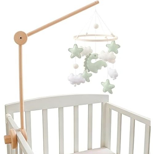 Moyii Wooden Baby Mobile Arm for Crib – Adjustable Beech Wood Mobile Holder, Foldable Baby Mobile Hanger with 360° Rotation, Easy-to-Install Crib Mobile Attachment for Nursery Decor
