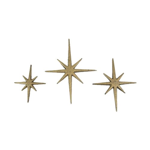 Zeckos Set of 3 Gold Cast Iron 8 Pointed Starburst Wall Hangings Mid Century Stars in the Wall Accents department at Lowes.com