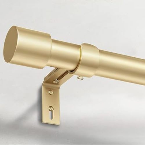 IFELS Heavy Duty Curtain Rods for Windows 28 to 48 Inch, 1 Inch Gold Curtain Rods for Outdoor, Farmhouse, Bedroom, Kitchen, Living Room, Adjustable Easy Install Curtains Rod (A2,Gold,30"-60")