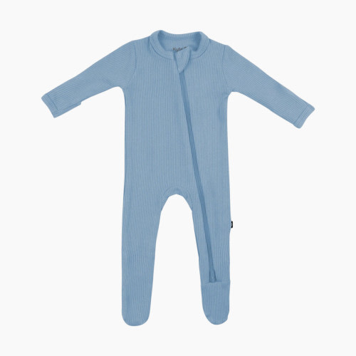 Kyte Baby Ribbed Zipper Footie - Slate, 0-3 M