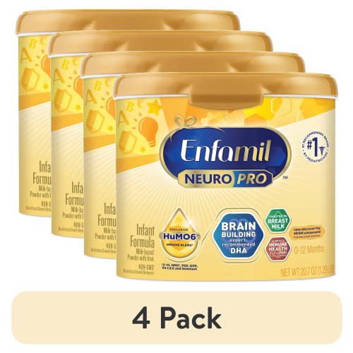 (4 pack) Enfamil NeuroPro&nbsp;Baby Formula,&nbsp;Brain&nbsp;Building&nbsp;Duo DHA & MFGM, Infant Formula Powder 20.7 oz