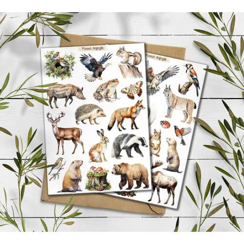 Forest Animals Sticker Pack: Woodland Scrapbooking Stickers