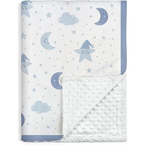 Star Baby Blanket 30 x 40 Inches for Boys Girls, Toddler Newborn Infant, Soft Plush Receiving Blanket with Dotted Back, Gifts for Christmas Birthday Baby Shower