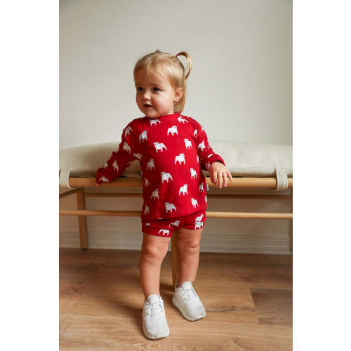 Red Bulldog Bamboo Sweatshirt Set - Top & Bottom