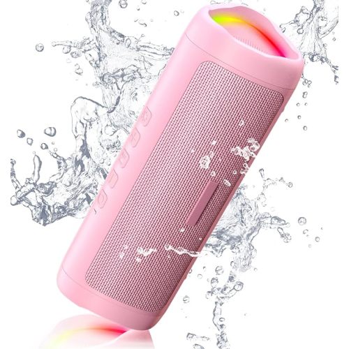 Bluetooth Speaker with HD Sound, Portable Wireless, IPX5 Waterproof, Up to 20H Playtime, TWS Pairing, BT5.3, for Home/Party/Outdoor/Beach, Electronic Gadgets, Birthday Gift (Pink)