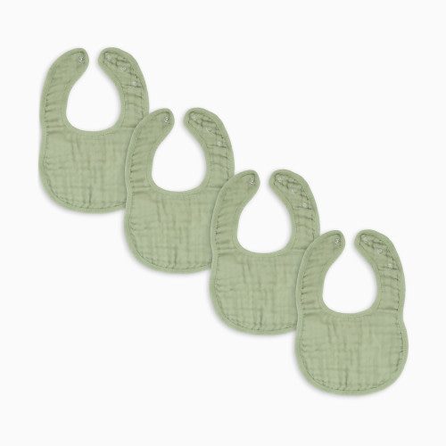 Comfy Cubs Muslin Bibs with Adjustable Snaps (4 Pack) - Sage, 4