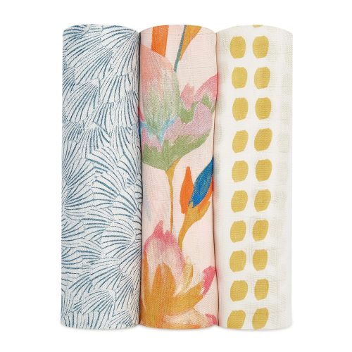 Aden + Anais Silky Soft Swaddles, 3 Pack, Marine Gardens