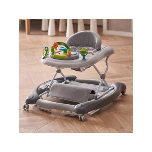 VEVOR 4-In-1 Baby Walker, Foldable Baby Activity Center On Wheels, 3 Adjustable Height, Music & Toys Tray, Learning-Seated | Walk-Behind | Rocker | Bouncer Toddler Walker For Girls Boys  6-24 Months