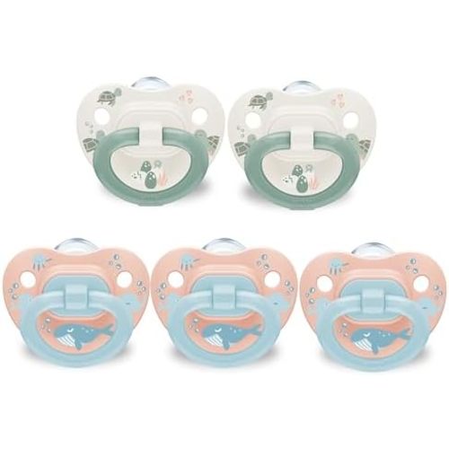 NUK First Choice Orthodontic Pacifier, 18-36 Months, 5-Pack, Blue & Orange
