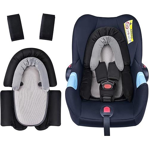 COOLBEBE Upgraded 3-in-1 Babybody Support & Strap Covers Set for Newborn Infant - Extra Soft Car Seat Insert Cushion Pad, Perfect for Carseats, Strollers, Swing, Black