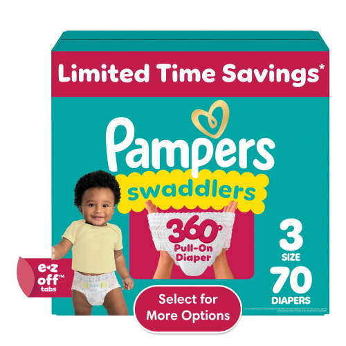 Pampers Swaddlers 360 Pull-On Diapers Size 3 16-28 lbs, Leakproof Skin Protection, Easy Pull-Up