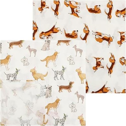 insular Muslin Swaddle Blankets for Boys Girls, 2 Pack Receiving Baby Blanket Large 47 x 47 inches, Soft Breathable Swaddling Wrap for Unisex Newborn, Party Dogs&Labrador