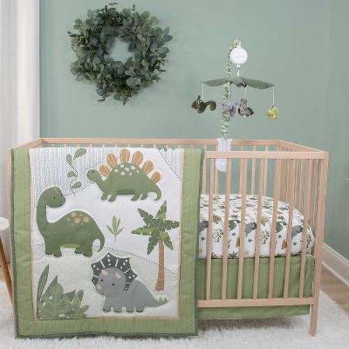 The Peanutshell Dinosaur Dreams Crib Bedding Set and Mobile - 4 Piece Set