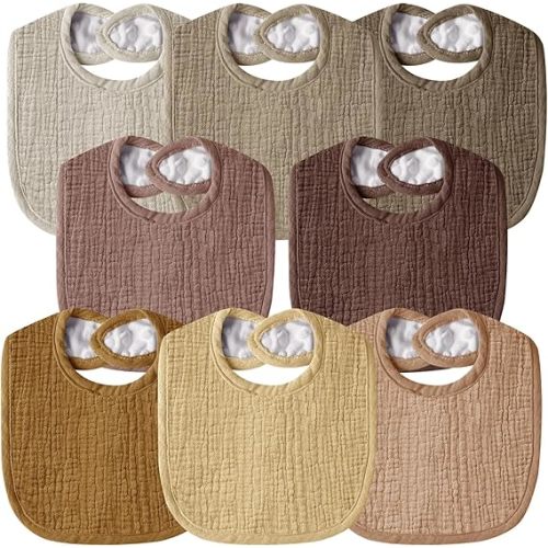 Wrrernsin Muslin Baby Bibs for Unisex Boys Girls, Cotton Drool Bibs, Adjustable Newborn Bibs for Drooling and Teething