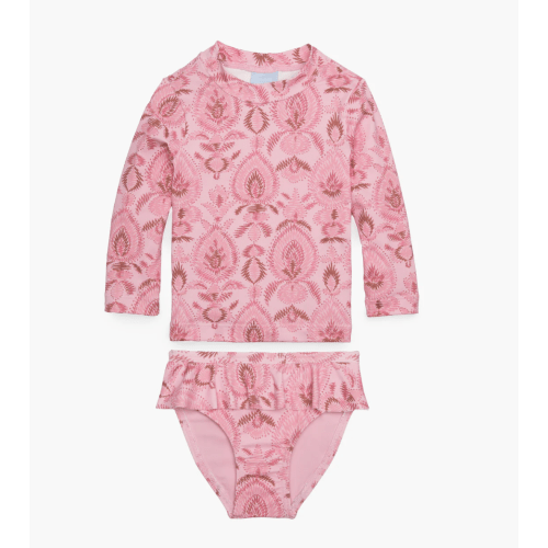 The Baby Ariel Rashguard Set - Pink Palm Ikat