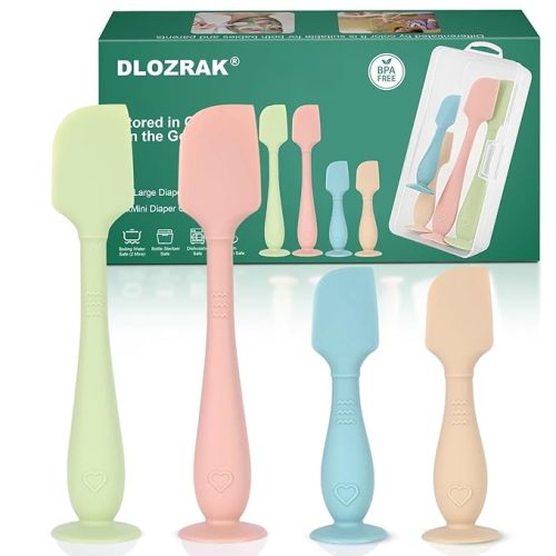 4-Pack Diaper Cream Spatula with Travel Case, Soft Baby Butt Spatula – Silicone Butt Paste Spatula, Convenient Diaper Spatula, Ideal Baby Shower Gift