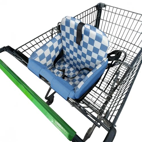 Shopping Cart Cover for Baby, High Chair Cover, Grocery Cart Cover, Cart Seat Cover for Baby, Shopping Cart Seat, Shopping Cart Cover for Baby Girl, Shopping Cart Cover for Baby Boy (Blue Checkered)