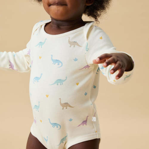 Dino Print Long Sleeve Bodysuit Purple Dino / Newborn