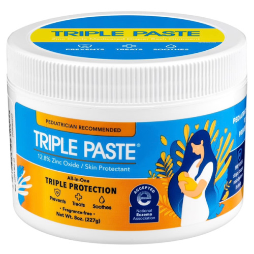 Triple Paste Diaper Rash Cream for Baby - 8 Oz Tub – Zinc Oxide Ointment Treats, Soothes & Prevents Diaper Rash, Pediatrician-Recommended Hypoallergenic Formula, Baby Essentials for Daily & Overnight