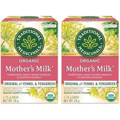 Traditional Medicinals - Organic Mother's Milk Lactation Herbal Tea (Pack of 2) - Supports Breast Milk Production For Nursing Mothers - 16 Tea Bags Total