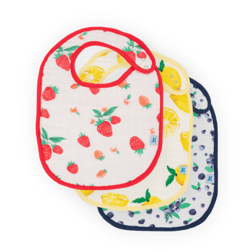 Cotton Muslin Classic Bib 3 pack - Berry Lemonade
