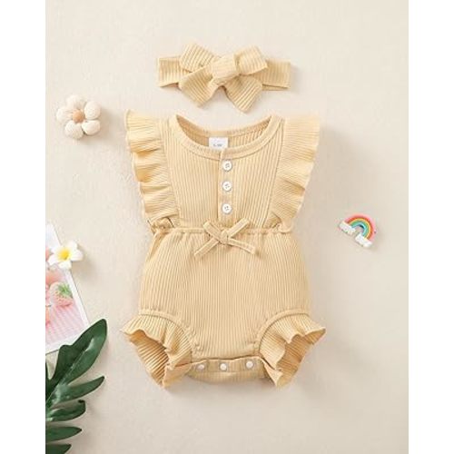 Amazon.com: Renotemy Toddler Baby Girl Romper Summer Solid Jumpsuits Short Sleeve Romper Baby Clothes Girl 6-12 Months: Clothing, Shoes & Jewelry