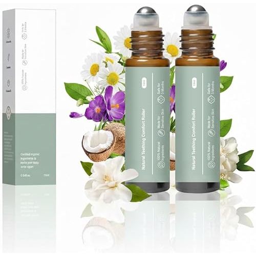 Teething Roller, Mamas Teether: Teething Oil Roller, Teething Roller All Natural,Natural Gentle Teething Relief Roller,2Pack