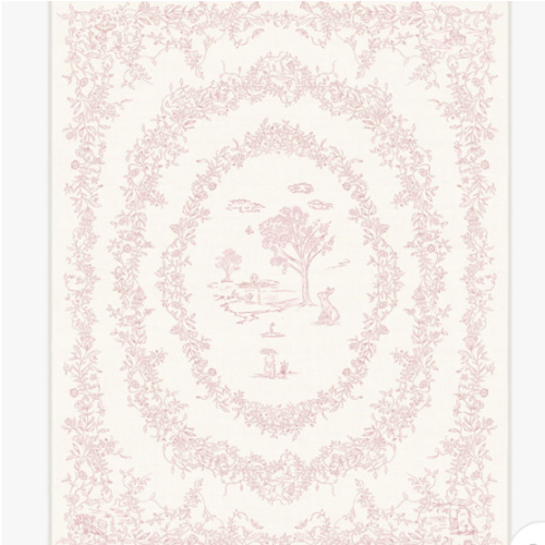 Bashful Bunny Toile Pink Rug | Ruggable US