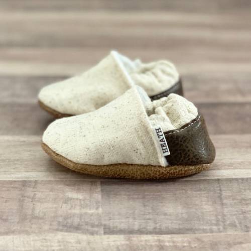 BUY 2, GET 1 FREE: Speckled Tan Baby Moccasins - Gender Neutral Shoes for Babies - Baby Boy Shoes - Baby Moccs
