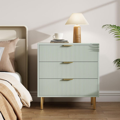 Mercer41 Fluted Wood Dresser for Bedroom with 3 Drawers, Modern Chest of Drawers, Dresser with Handle, Drawers Organizer for Living Room, Hallway, Entryway | Wayfair