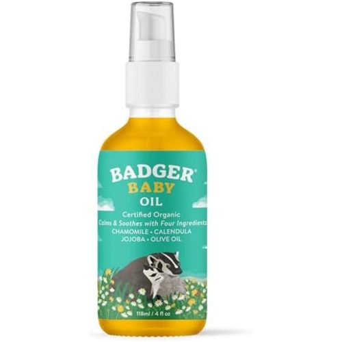 Badger Baby Oil for Dry Skin, 4 fl oz