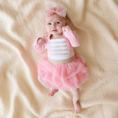 Posh Pink Nutcracker Velour Tulle Bodysuit Dress