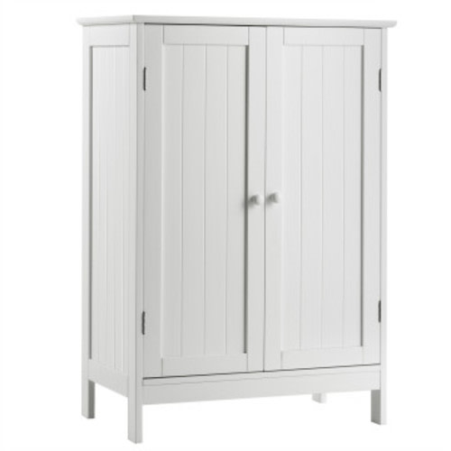 2-Door Freestanding Wooden Bathroom Cabinet with Adjustable Shelf