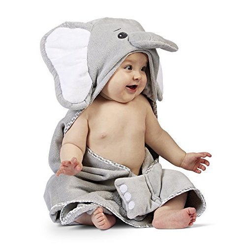 Bearington Baby Lil' Spout Elephant Hooded Bath Towel, 24" x 24"