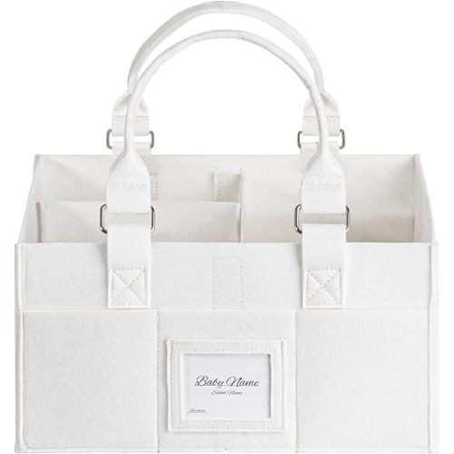 Baby Diaper Caddy Organizer for Neborn Essential Boy or Girl, Nursery Must Haves, White, Large