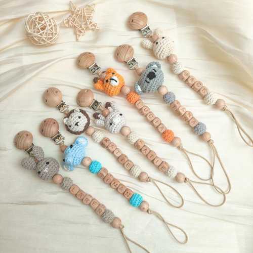 Personalized Pacifier Clip, Custom Dummy Clip, Pacifier Holder, Soother Clip, Binky Clip, Baby Shower Gift, Baby Gift, Animal pacifier clip
