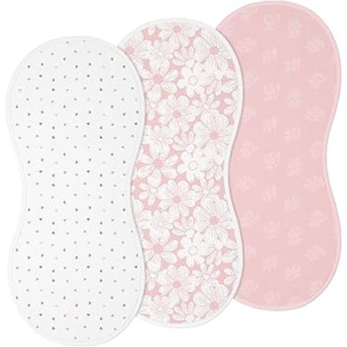 Hahafelt 3 Pcs Changing Pad Liners Fits in Peanut Shape Changing Pad Waterproof Diaper Mats Organic Cotton Peanut Mats are Warm on Baby's Back, Washable Reusable(Cute Style,Pink)